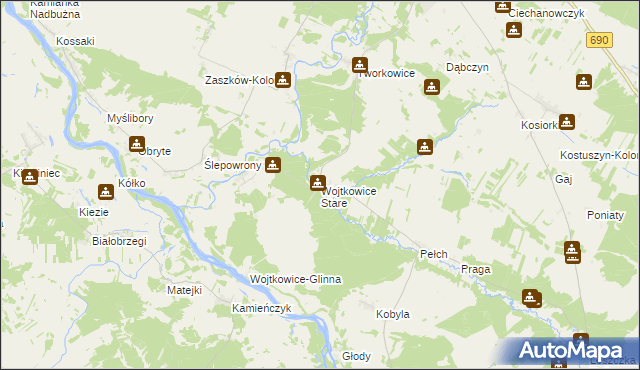 mapa Wojtkowice Stare, Wojtkowice Stare na mapie Targeo