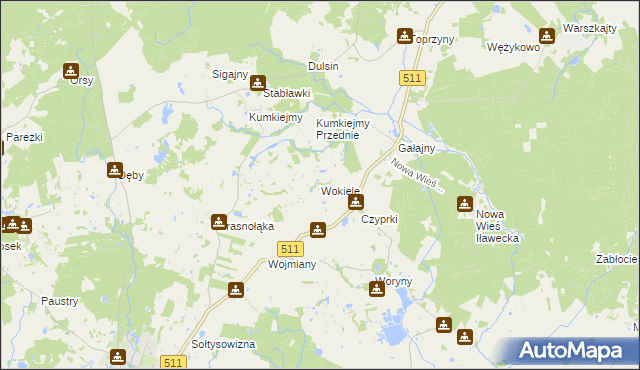 mapa Wokiele, Wokiele na mapie Targeo