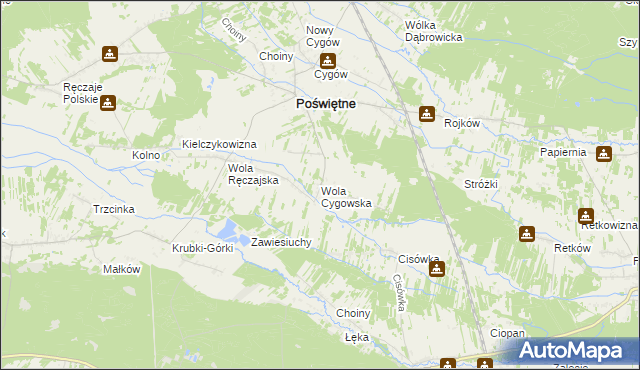 mapa Wola Cygowska, Wola Cygowska na mapie Targeo