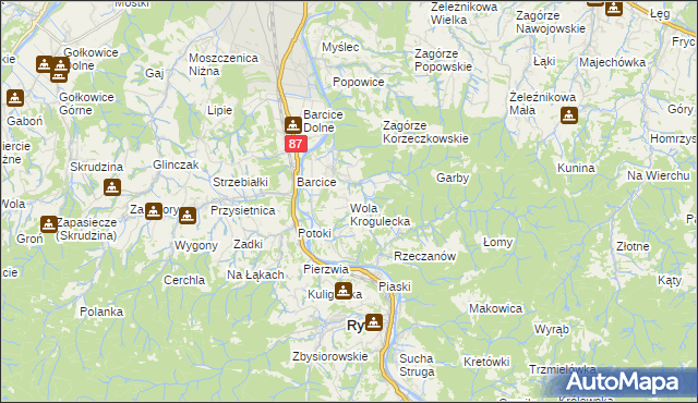 mapa Wola Krogulecka, Wola Krogulecka na mapie Targeo