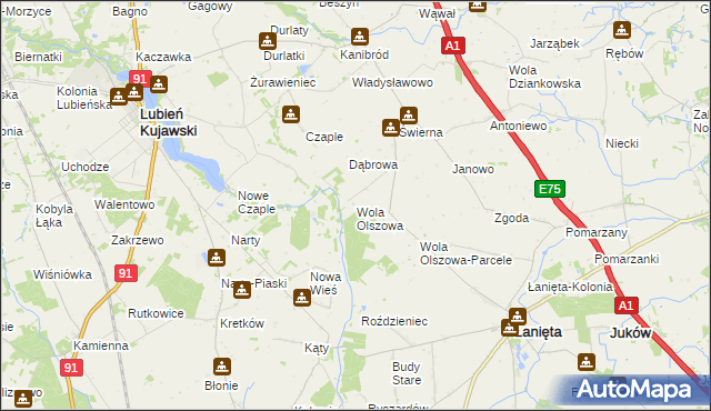 mapa Wola Olszowa, Wola Olszowa na mapie Targeo