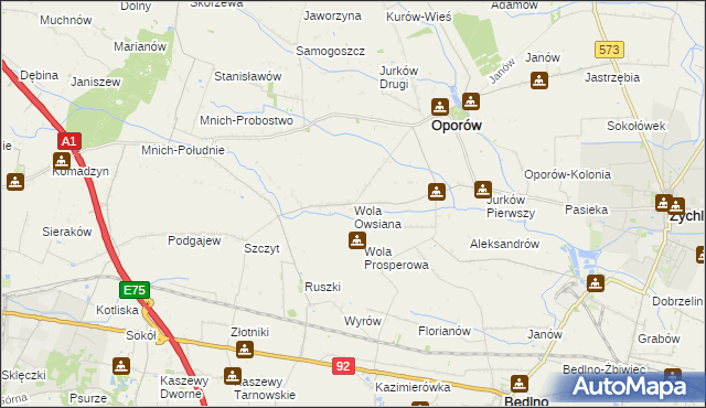 mapa Wola Owsiana, Wola Owsiana na mapie Targeo