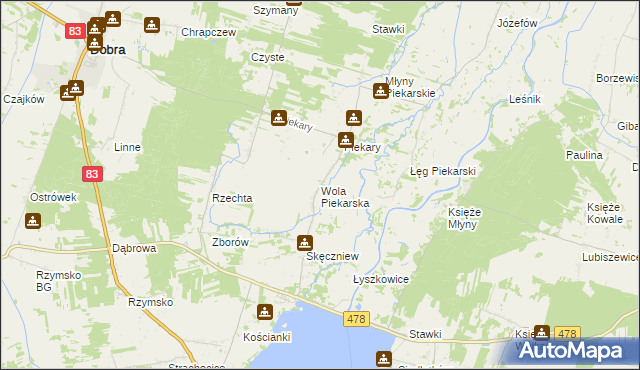 mapa Wola Piekarska, Wola Piekarska na mapie Targeo