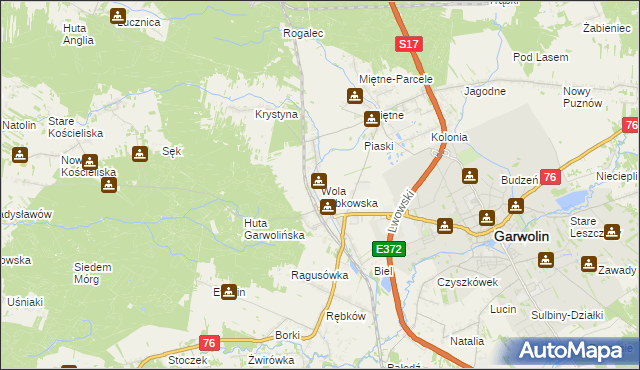 mapa Wola Rębkowska, Wola Rębkowska na mapie Targeo