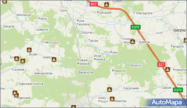 mapa Wola Rowska, Wola Rowska na mapie Targeo