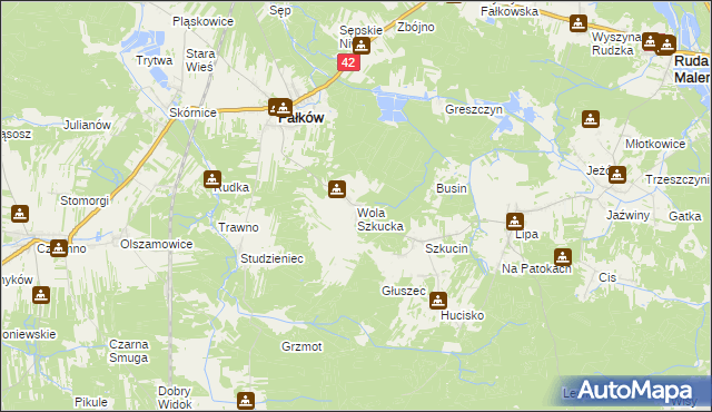 mapa Wola Szkucka, Wola Szkucka na mapie Targeo