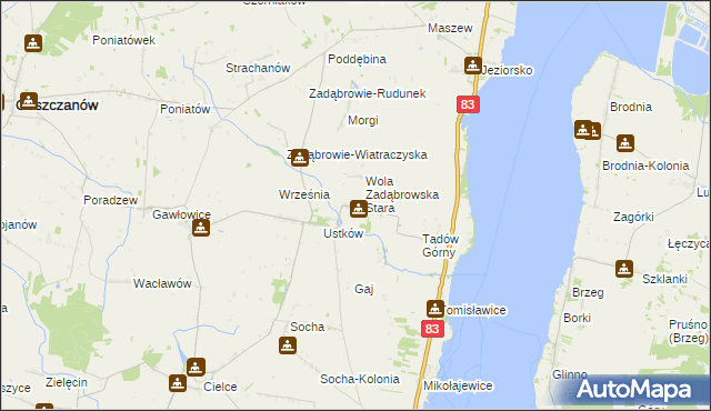 mapa Wola Zadąbrowska, Wola Zadąbrowska na mapie Targeo