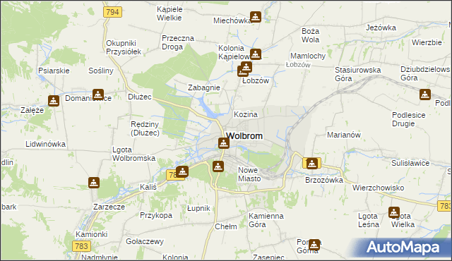 mapa Wolbrom, Wolbrom na mapie Targeo