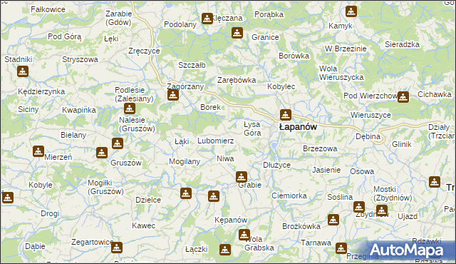 mapa Wolica gmina Łapanów, Wolica gmina Łapanów na mapie Targeo