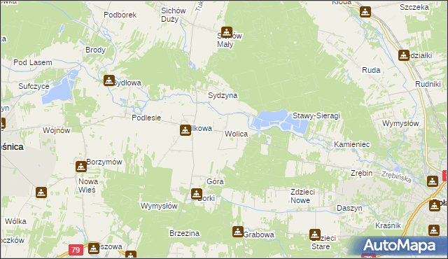 mapa Wolica gmina Łubnice, Wolica gmina Łubnice na mapie Targeo