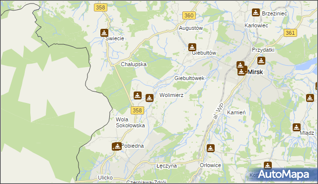 mapa Wolimierz, Wolimierz na mapie Targeo