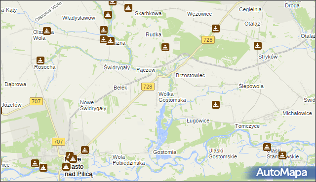 mapa Wólka Gostomska, Wólka Gostomska na mapie Targeo