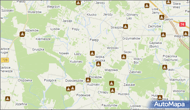 mapa Wólka Kłucka, Wólka Kłucka na mapie Targeo