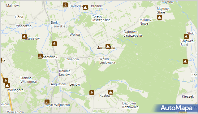 mapa Wólka Lesiowska, Wólka Lesiowska na mapie Targeo