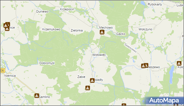 mapa Wołowiec gmina Golczewo, Wołowiec gmina Golczewo na mapie Targeo