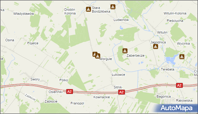 mapa Worgule, Worgule na mapie Targeo