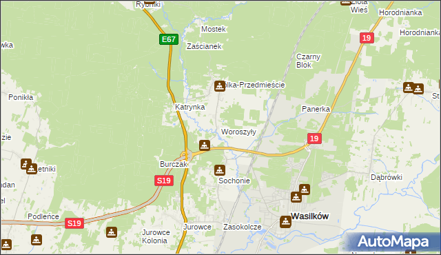 mapa Woroszyły, Woroszyły na mapie Targeo