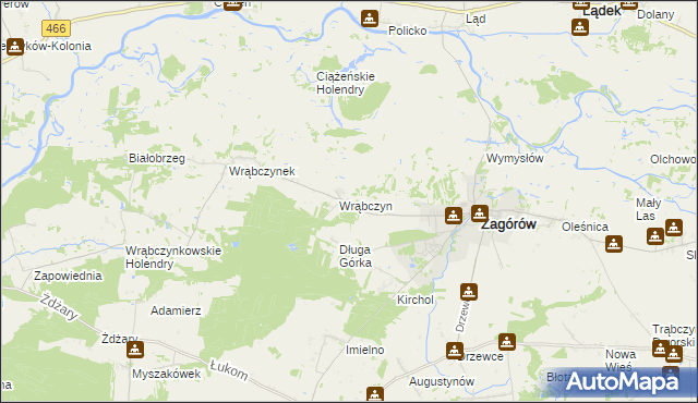 mapa Wrąbczyn Górski, Wrąbczyn Górski na mapie Targeo