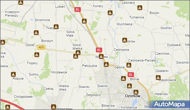 mapa Wróblew gmina Ozorków, Wróblew gmina Ozorków na mapie Targeo