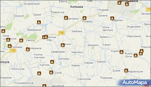 mapa Wroniec, Wroniec na mapie Targeo