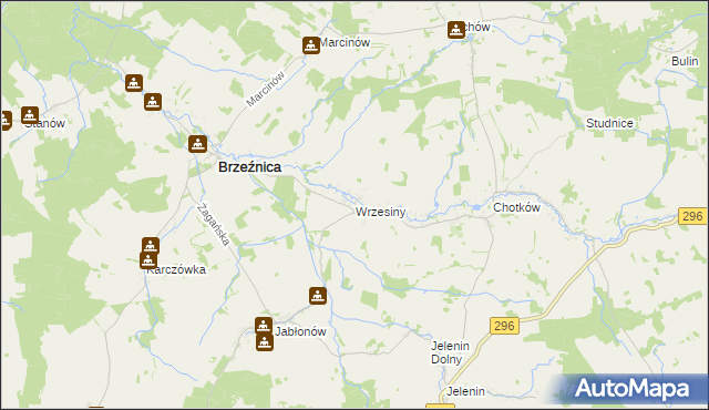 mapa Wrzesiny gmina Brzeźnica, Wrzesiny gmina Brzeźnica na mapie Targeo