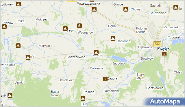 mapa Wrzos, Wrzos na mapie Targeo