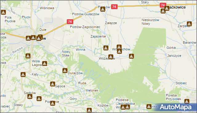 mapa Wszachów, Wszachów na mapie Targeo