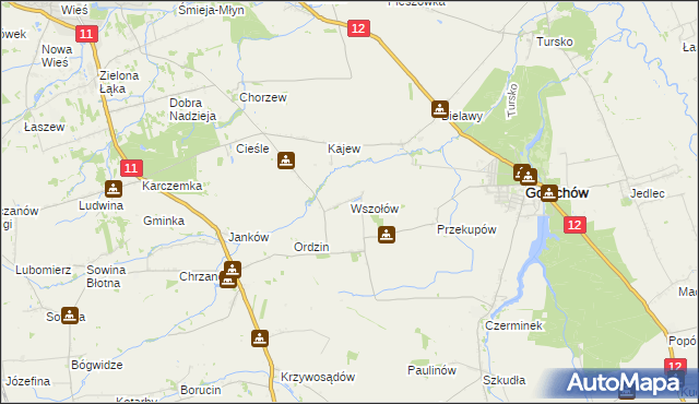 mapa Wszołów, Wszołów na mapie Targeo