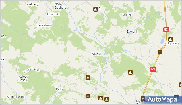 mapa Wujaki, Wujaki na mapie Targeo