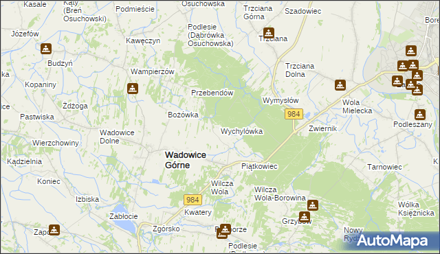 mapa Wychylówka, Wychylówka na mapie Targeo