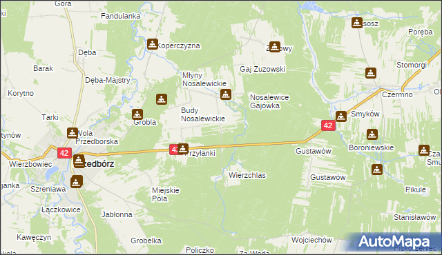 mapa Wygwizdów gmina Przedbórz, Wygwizdów gmina Przedbórz na mapie Targeo