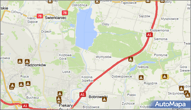 mapa Wymysłów gmina Bobrowniki, Wymysłów gmina Bobrowniki na mapie Targeo