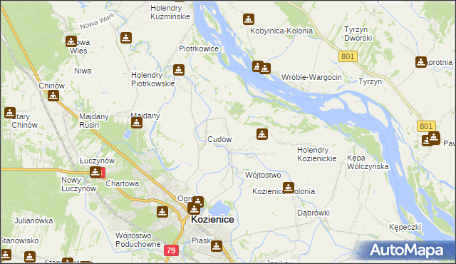 mapa Wymysłów gmina Kozienice, Wymysłów gmina Kozienice na mapie Targeo