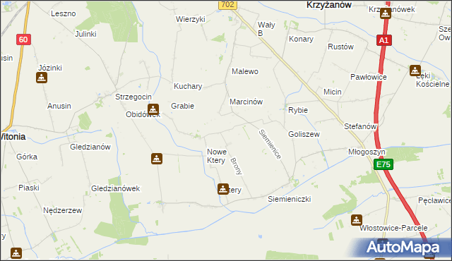 mapa Wyręby Siemienickie, Wyręby Siemienickie na mapie Targeo