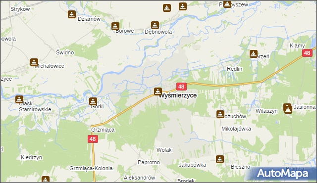 mapa Wyśmierzyce, Wyśmierzyce na mapie Targeo