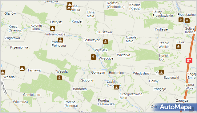 mapa Wysocice, Wysocice na mapie Targeo