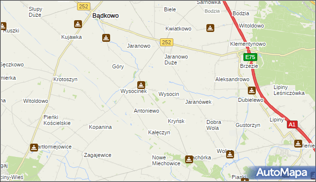 mapa Wysocin gmina Bądkowo, Wysocin gmina Bądkowo na mapie Targeo