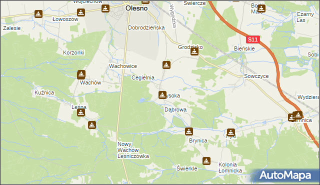 mapa Wysoka gmina Olesno, Wysoka gmina Olesno na mapie Targeo