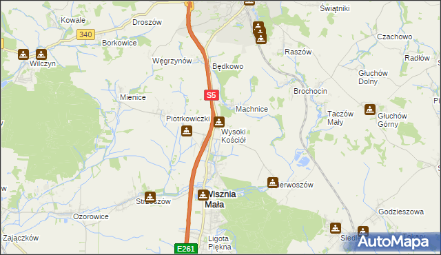 mapa Wysoki Kościół, Wysoki Kościół na mapie Targeo