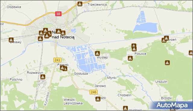 mapa Występ gmina Nakło nad Notecią, Występ gmina Nakło nad Notecią na mapie Targeo