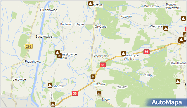 mapa Wyszęcice, Wyszęcice na mapie Targeo