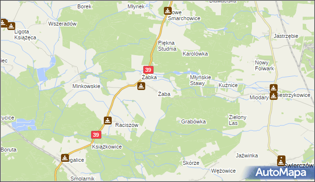 mapa Żaba, Żaba na mapie Targeo