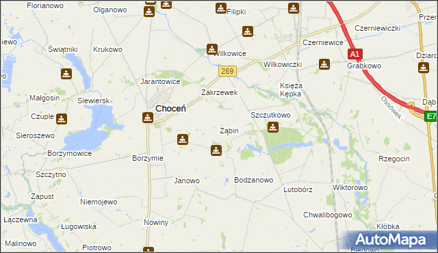 mapa Ząbin, Ząbin na mapie Targeo