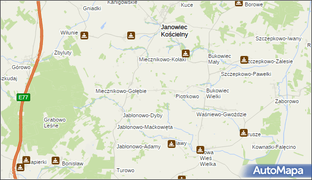 mapa Żabino-Arguły, Żabino-Arguły na mapie Targeo