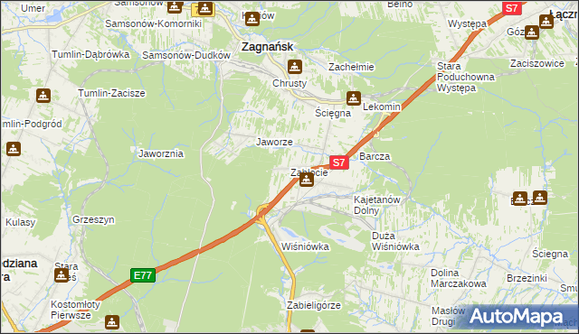 mapa Zabłocie gmina Zagnańsk, Zabłocie gmina Zagnańsk na mapie Targeo