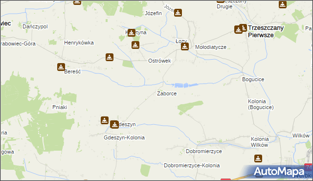 mapa Zaborce gmina Trzeszczany, Zaborce gmina Trzeszczany na mapie Targeo