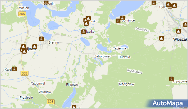 mapa Zaborówiec, Zaborówiec na mapie Targeo