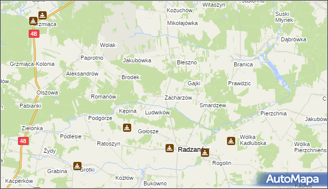 mapa Zacharzów, Zacharzów na mapie Targeo