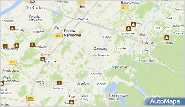 mapa Zachwiejów, Zachwiejów na mapie Targeo