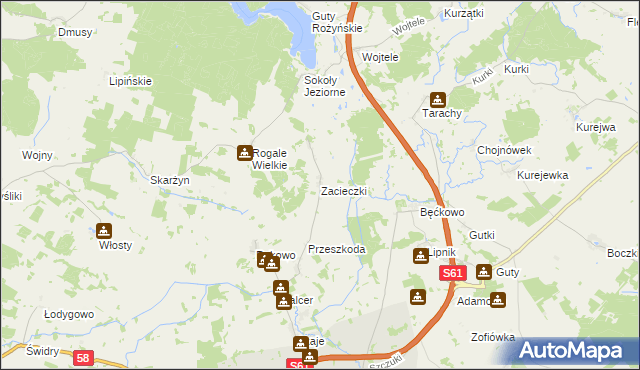 mapa Zacieczki, Zacieczki na mapie Targeo